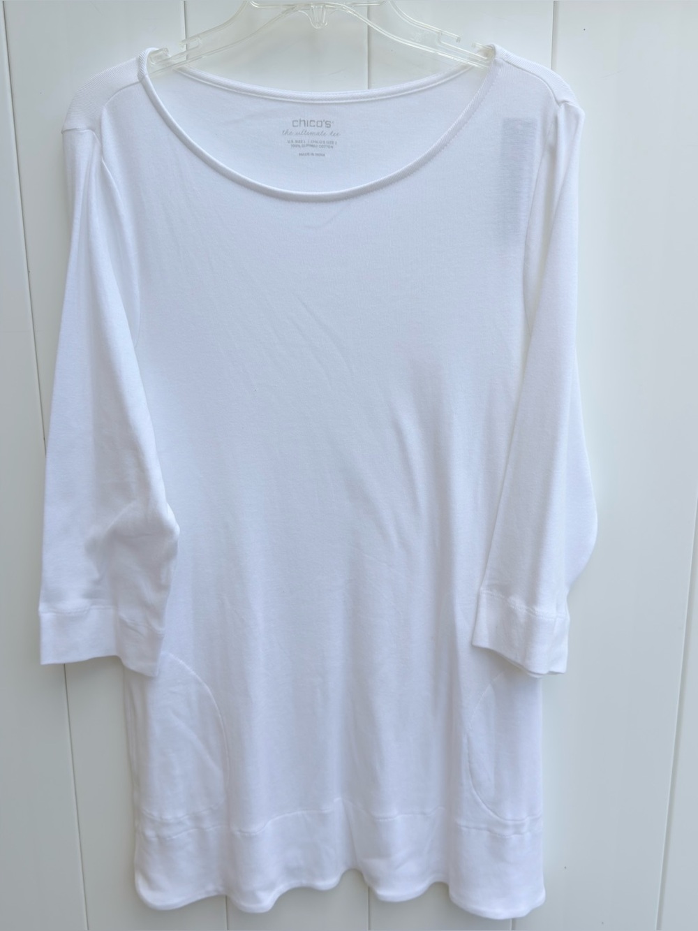 NWT Chico’s The Ultimate Tee Alabaster White Tunic With Side Pockets Large
